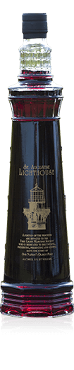 Bottle of Lakeridge Winery specialty Lighthouse bottle  wine.