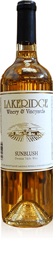 Bottle of Lakeridge Winery Sunblush wine.