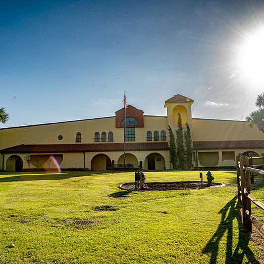 Front of the winery's main building.